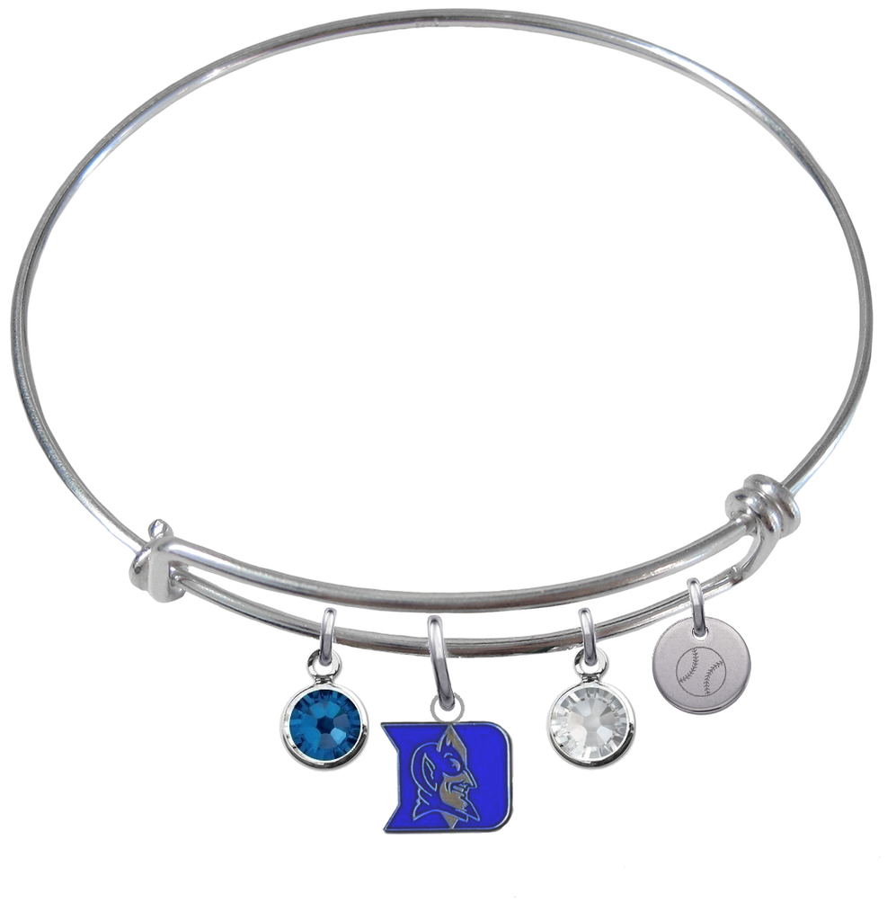 Duke Blue Devils Softball Expandable Wire Bangle Charm Bracelet