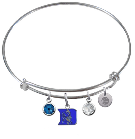 Duke Blue Devils Basketball Expandable Wire Bangle Charm Bracelet