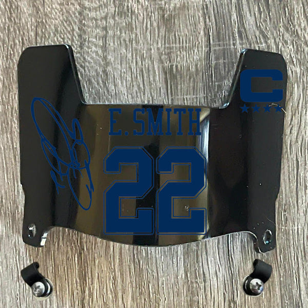Dallas Cowboys Emmitt Smith Mini Football Helmet Visor Shield Black Dark Tint w/ Clips