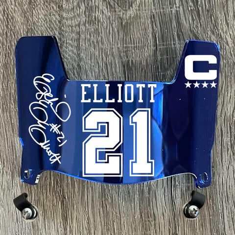 Dallas Cowboys Ezekial Elliott Mini Football Helmet Visor Shield Blue Chrome Mirror w/ Clips