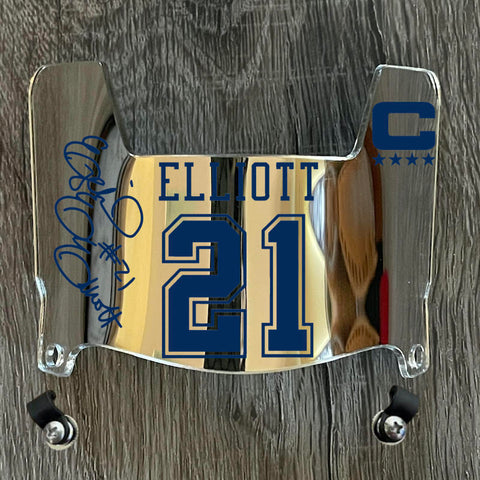 Dallas Cowboys Ezekial Elliott Mini Football Helmet Visor Shield Silver Chrome Mirror w/ Clips