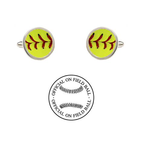 West Virginia Mountaineers Authentic On Field NCAA Fastpitch Softball Game Ball Cufflinks