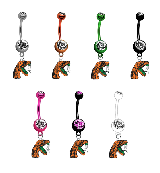 Florida A&M Rattlers NCAA College Belly Button Navel Ring - Pick Your Color