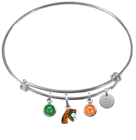 Florida A&M Rattlers Baseball Expandable Wire Bangle Charm Bracelet