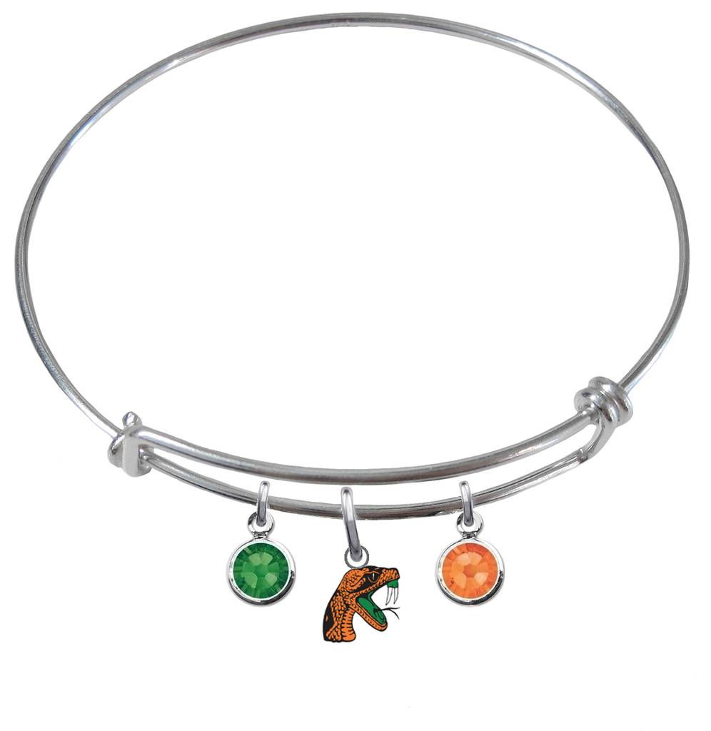 Florida A&M Rattlers NCAA Expandable Wire Bangle Charm Bracelet