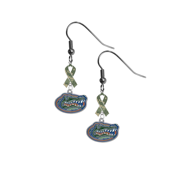 Florida Gators Salute to Service Camouflage Camo Ribbon Dangle Earrings