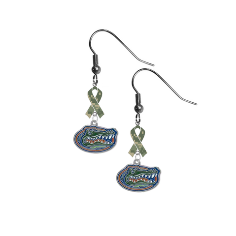 Florida Gators Salute to Service Camouflage Camo Ribbon Dangle Earrings