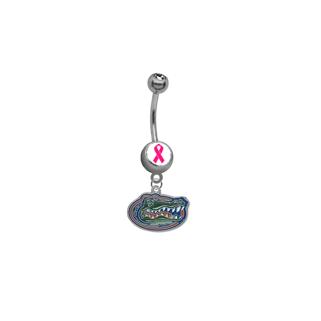 Florida Gators Breast Cancer Awareness Belly Button Navel Ring
