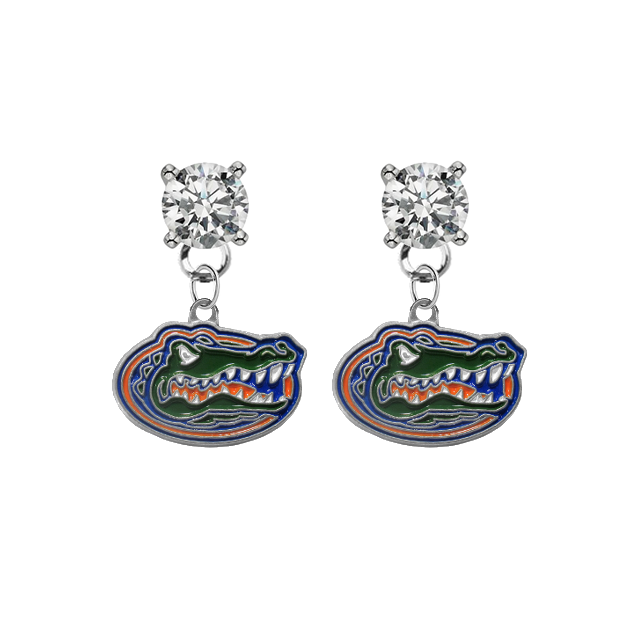 Florida Gators CLEAR Swarovski Crystal Stud Rhinestone Earrings
