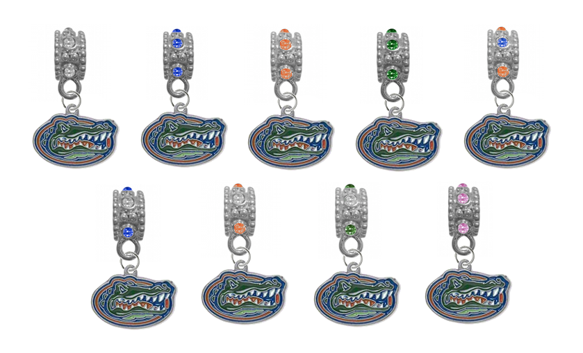 Florida Gators Rhinestone European Bracelet Charm Pandora Compatible SportsJewelryProShop