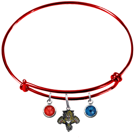 Florida Panthers Color Edition RED Expandable Wire Bangle Charm Bracelet