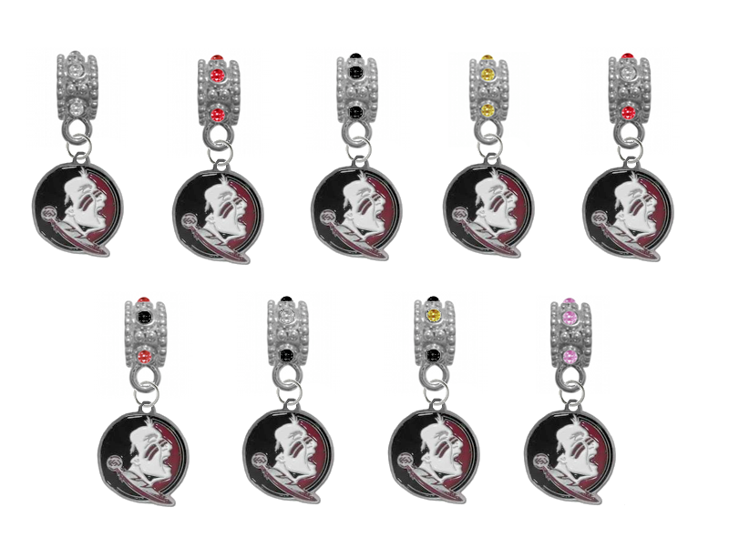 Florida State Seminoles 2 FSU NCAA Crystal Rhinestone European Bracelet Charm