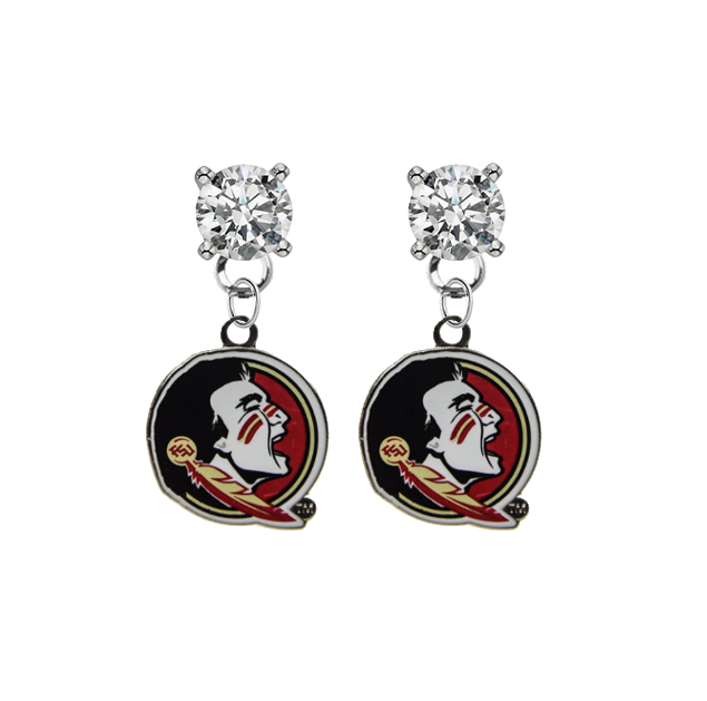 Florida State Seminoles CLEAR Swarovski Crystal Stud Rhinestone Earrings