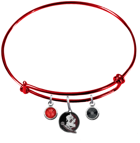 Florida State Seminoles New Logo Red Expandable Wire Bangle Charm Bracelet