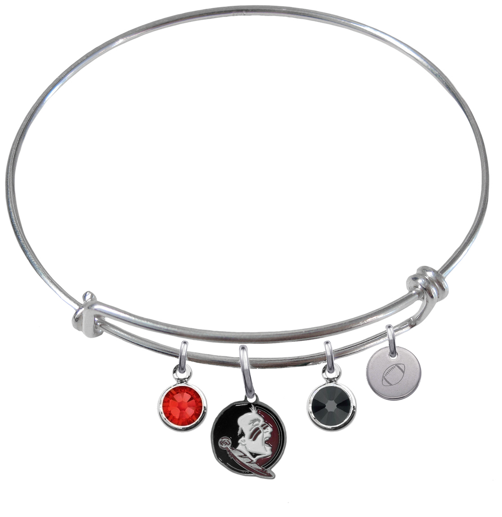 Florida State Seminoles New Logo Football Expandable Wire Bangle Charm Bracelet