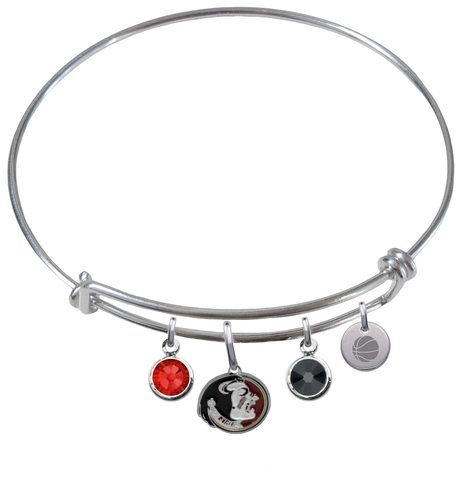 Florida State Seminoles Basketball Expandable Wire Bangle Charm Bracelet