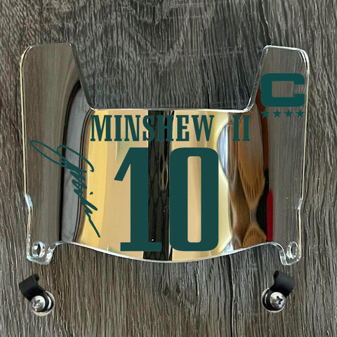 Philadelphia Eagles Gardner Minshew Mini Football Helmet Visor Shield Silver Chrome Mirror w/ Clips - PICK COLOR