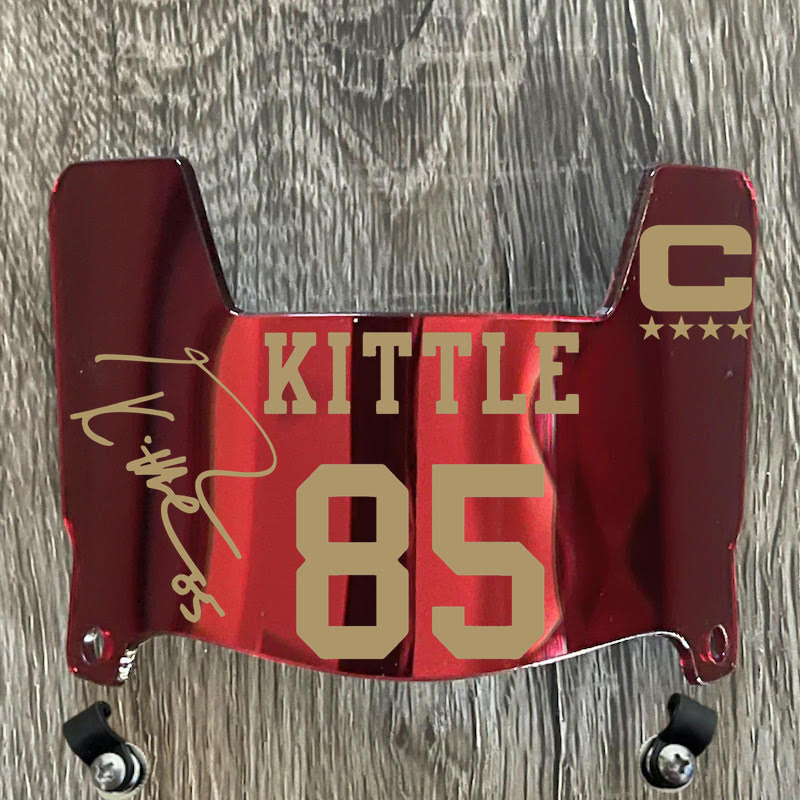 San Francisco 49ers George Kittle Mini Football Helmet Visor Shield Red Chrome Mirror w/ Clips