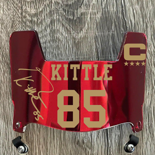 San Francisco 49ers George Kittle Mini Football Helmet Visor Shield Red Chrome Mirror w/ Clips