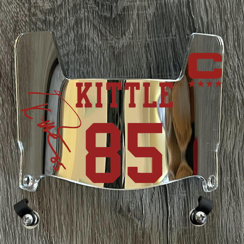 San Francisco 49ers George Kittle Mini Football Helmet Visor Shield Silver Chrome Mirror w/ Clips
