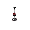 Georgia Bulldogs BLACK w/ RED GEM College Belly Button Navel Ring