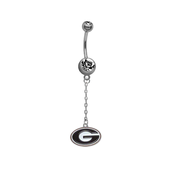 Georgia Bulldogs Dangle Chain Belly Button Navel Ring