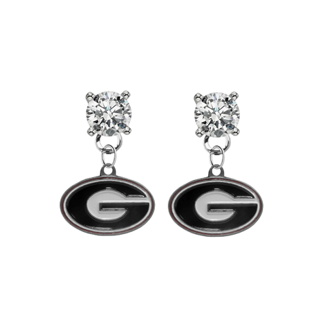 Georgia Bulldogs CLEAR Swarovski Crystal Stud Rhinestone Earrings