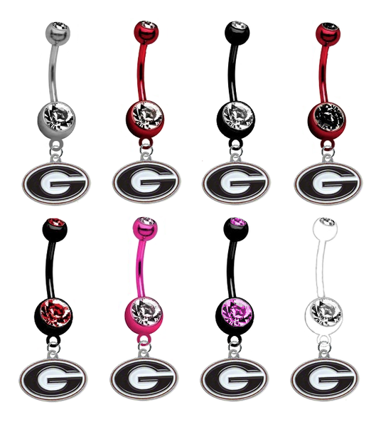 Georgia Bulldogs NCAA College Belly Button Navel Ring - Pick Your Color