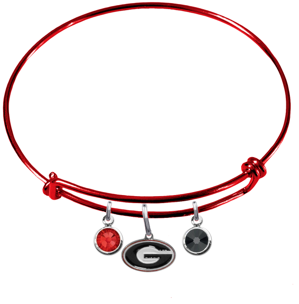 Georgia Bulldogs NCAA Red Expandable Wire Bangle Charm Bracelet