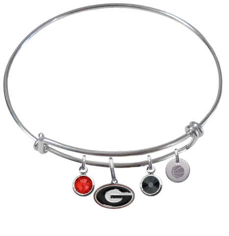 Georgia Bulldogs Basketball Expandable Wire Bangle Charm Bracelet