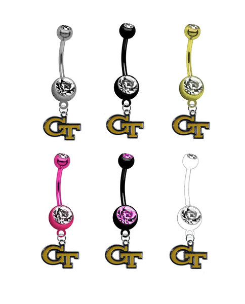 Georgia Tech Yellow Jackets NCAA College Belly Button Navel Ring - Pick Your Color