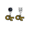 Georgia Tech Yellow Jackets BLACK & CLEAR Swarovski Crystal Stud Rhinestone Earrings