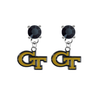Georgia Tech Yellow Jackets BLACK Swarovski Crystal Stud Rhinestone Earrings