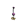 Georgia Tech Yellow Jackets BLACK w/ PINK GEM College Belly Button Navel Ring