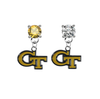 Georgia Tech Yellow Jackets GOLD & CLEAR Swarovski Crystal Stud Rhinestone Earrings