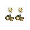 Georgia Tech Yellow Jackets GOLD Swarovski Crystal Stud Rhinestone Earrings