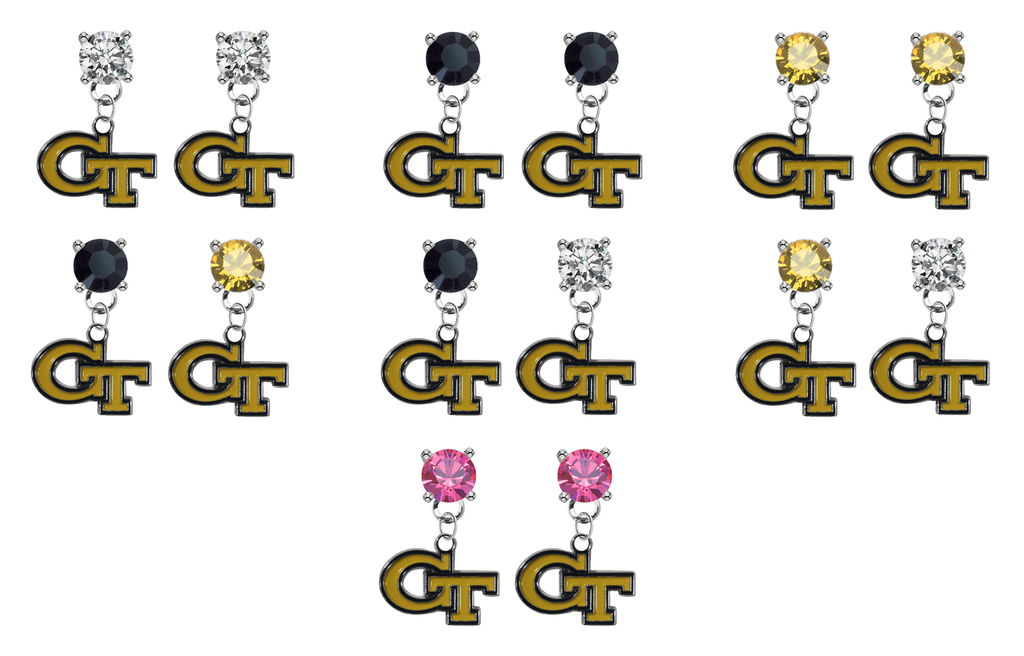 Georgia Tech Yellow Jackets NCAA Swarovski Crystal Stud Rhinestone Earrings
