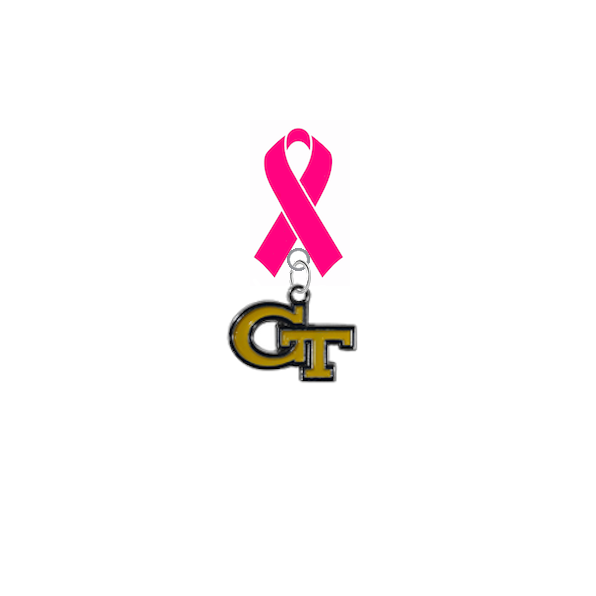 Georgia Tech Yellow Jackets Breast Cancer Awareness / Mothers Day Pink Ribbon Lapel Pin