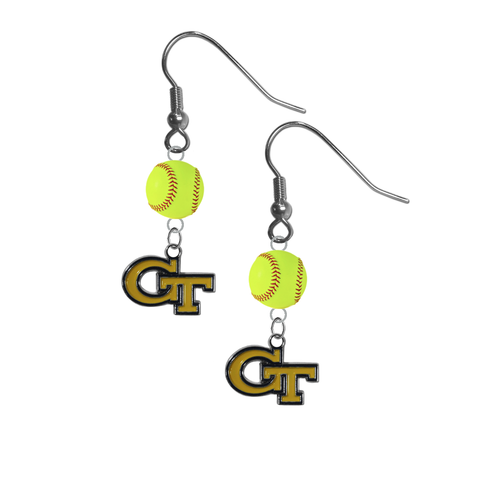 Georgia Tech Yellow Jackets NCAA Fastpitch Softball Dangle Earrings