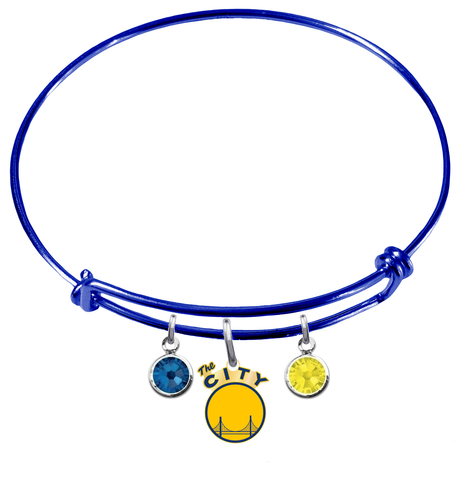 Golden State Warriors Style 2 BLUE Color Edition Expandable Wire Bangle Charm Bracelet