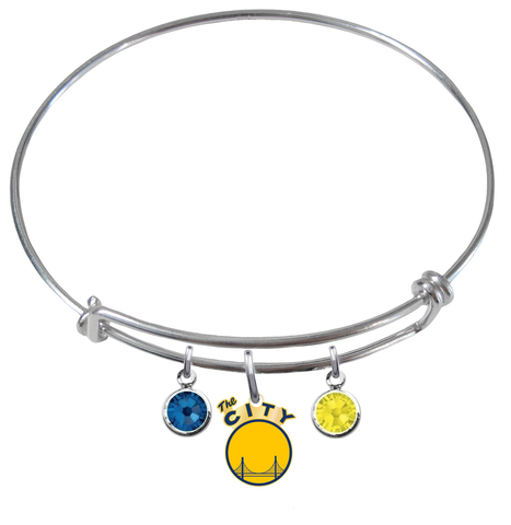 Golden State Warriors Style 2 NBA Expandable Wire Bangle Charm Bracelet
