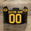Green Bay Packers Custom Name & Number Full Size Football Helmet Visor Shield Black Dark Tint w/ Clips - YELLOW