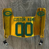 Green Bay Packers Custom Name & Number Mini Football Helmet Visor Shield Gold Chrome Mirror w/ Clips - GREEN