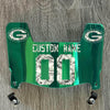 Green Bay Packers Custom Name & Number Mini Football Helmet Visor Shield Green Chrome Mirror w/ Clips - MONEY PRINT
