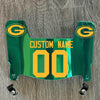Green Bay Packers Custom Name & Number Mini Football Helmet Visor Shield Green Chrome Mirror w/ Clips - YELLOW