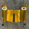 Green Bay Packers Mini Football Helmet Visor Shield Gold Chrome Mirror w/ Clips