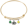Green Bay Packers Gold NFL Expandable Wire Bangle Charm Bracelet