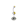 Green Bay Packers Silver Gold Swarovski Belly Button Navel Ring - Customize Gem Colors