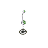 Green Bay Packers Silver Green Swarovski Belly Button Navel Ring - Customize Gem Colors