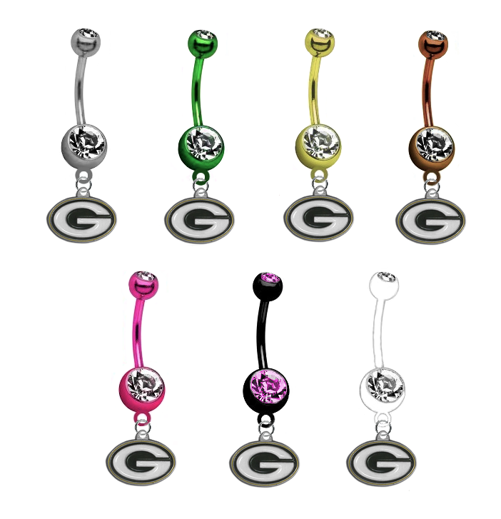 Green Bay Packers NFL Football Belly Button Navel Ring - Pick Your Color